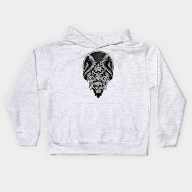 Owl Terror Kids Hoodie by GODZILLARGE